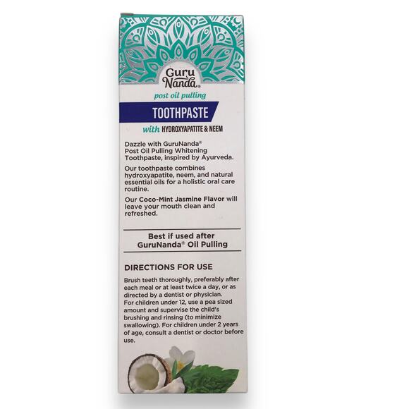 NEW GuruNanda Whitening Toothpaste 4.2 fl.oz/119g Coco-mint Jasmine NIB - Picture 3 of 6